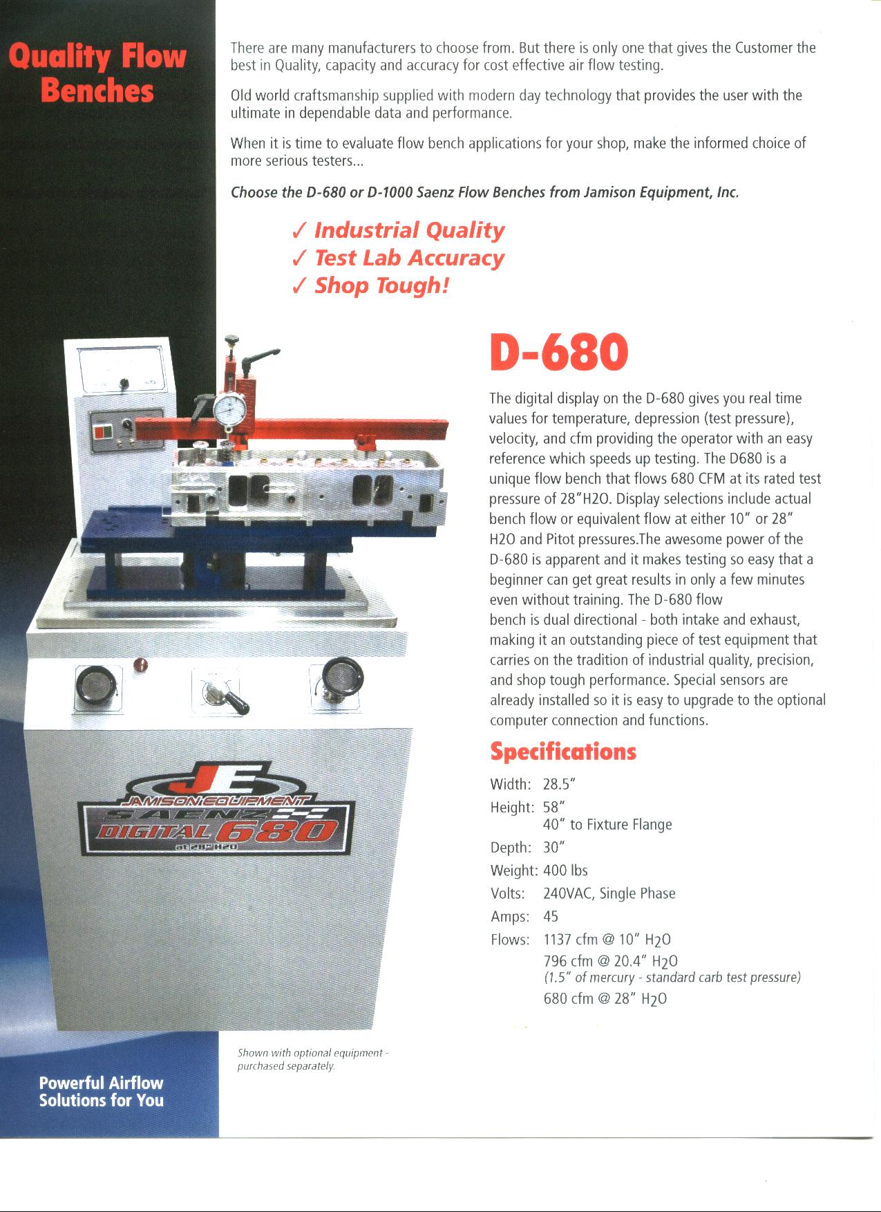 Saenz Flowbenches Jamison Equipment